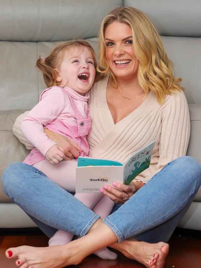 Erin Molan with her daughter Eliza. Picture: Justin Lloyd.