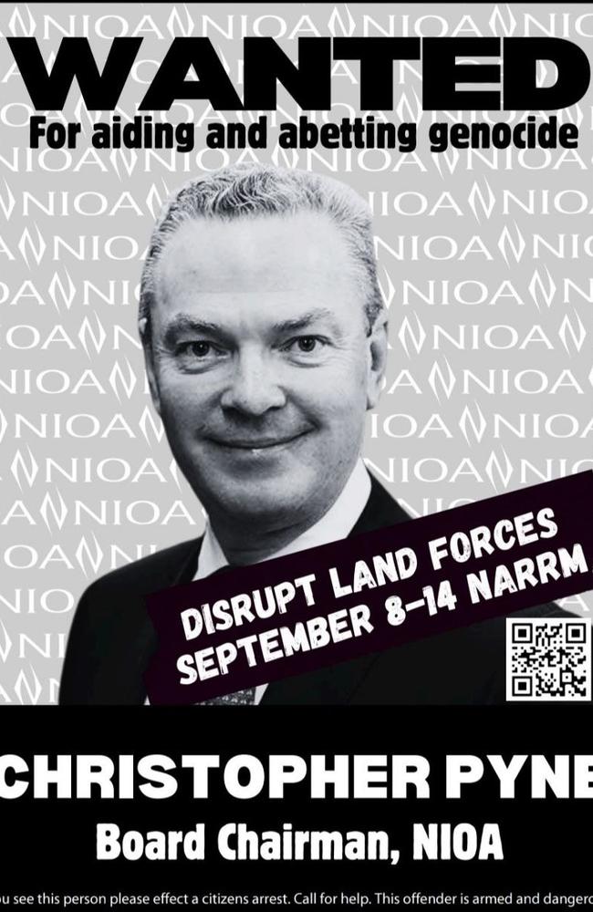 Christopher Pyne on a ‘wanted’ posted distributed by protesters.