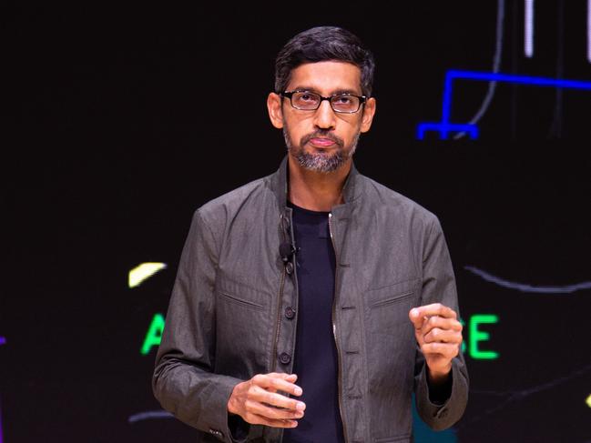 Google CEO Sundar Pichai speaks on-stage during the annual Game Developers Conference at Moscone Center in San Francisco, California on March 19, 2019. - Google set out to disrupt the world of video games with a Stadia platform aimed at putting its massive data center power in game maker's hands and letting people play blockbuster titles from any device they wish. (Photo by Josh Edelson / AFP)