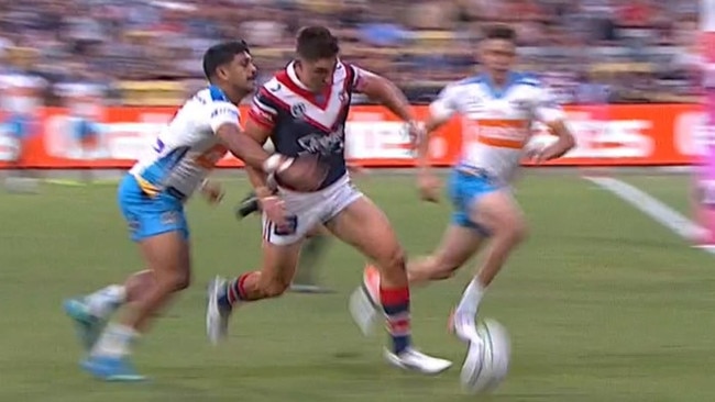 Should this have been a penalty try or 10 in the bin? Photo: Fox League