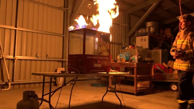 Gas fire simulator training at North Mackay fire station