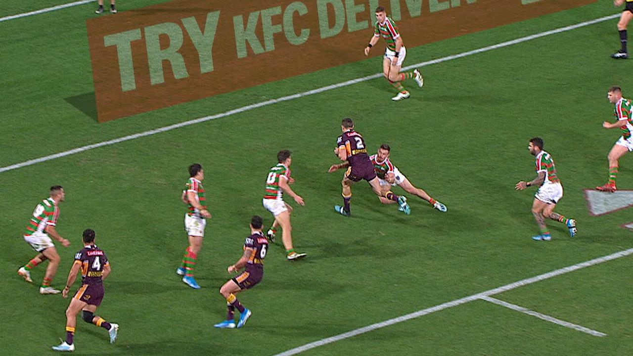 Damien Cook brings down Corey Oates