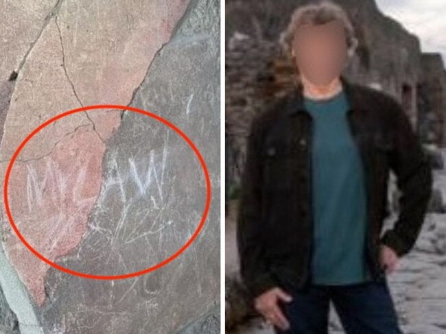 Tourist busted carving initials into ancient site