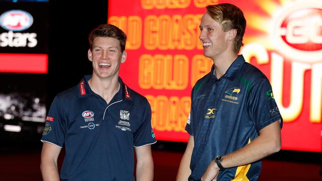 Sam Walsh (left) and Jack Lukosius were the No.1 and 2 picks, respectively, in the 2018 AFL draft. Picture: AFL Media/Getty Images