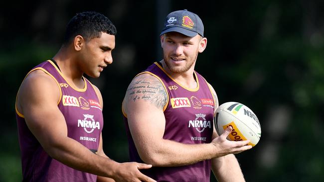 Tevita Pangai Junior (left) and Matt Lodge (right) have become close friends. Picture: AAP