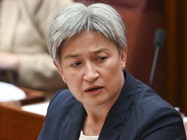 CANBERRA, AUSTRALIA, NewsWire Photos. NOVEMBER 9, 2023: Senator Penny Wong during Question Time in the Senate at Parliament House in Canberra. Picture: NCA NewsWire / Martin Ollman