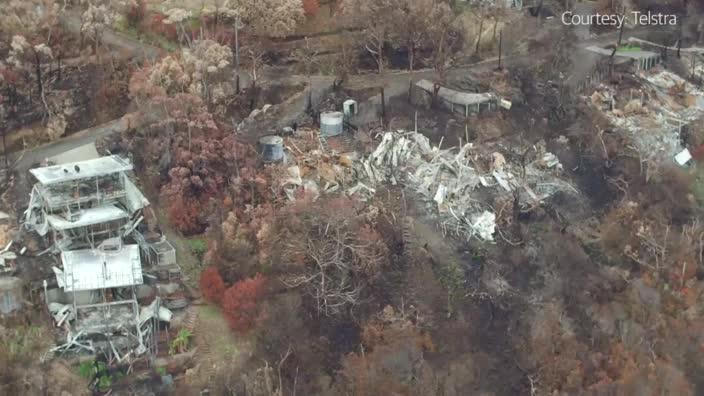 Telstra drone flies over bushfire damage at Wye River