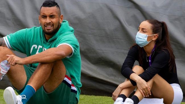 Chiara Passari with Nick Kyrgios at Wimbledon.