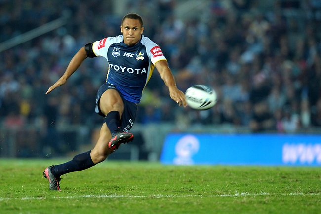 <p>NRL Round 15 - Broncos v Cowboys: NRL Round 15 Cowboys v Broncos: North Queensland's Ray Thompson gets a kick away. Picture: Fiona Harding</p>