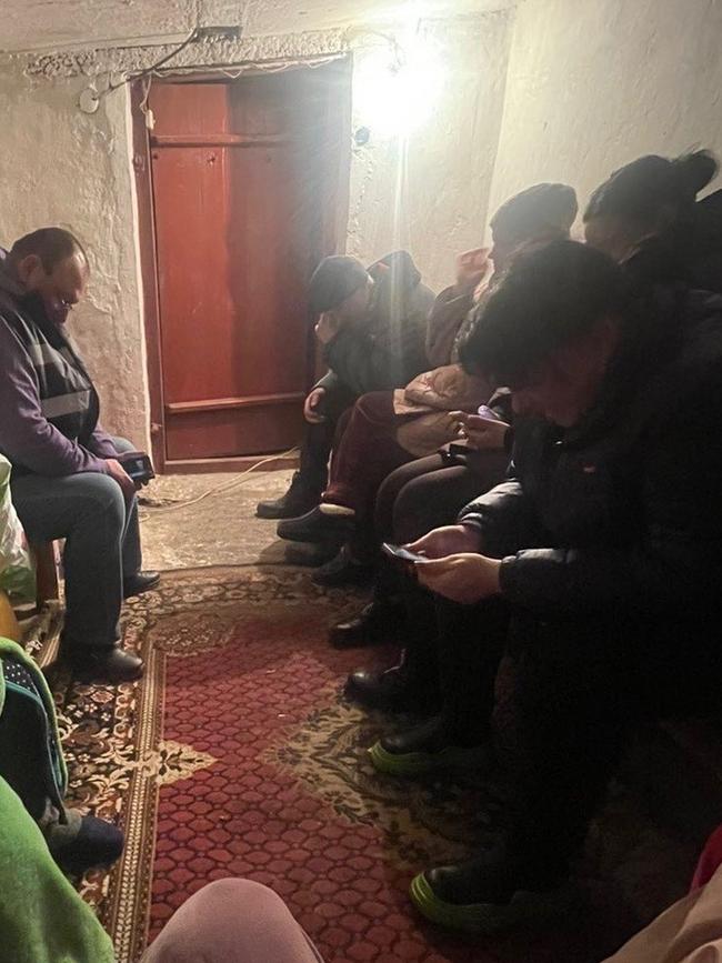 Olena Kiryluk’s bunker in Hlukhivtsi was full with 16 people. Picture: Supplied