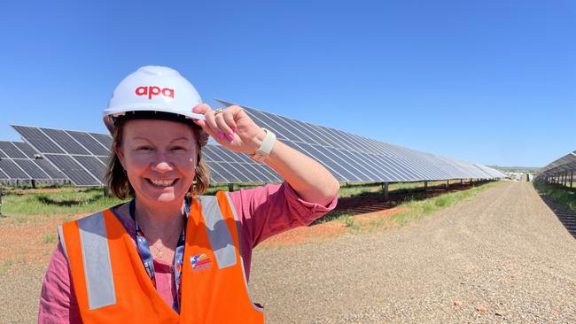 Mount Isa City Council Mayor Peta MacRae at APA's Dugald River Solar Farm which puts 88mw into the North West Grid – the large majority of the power goes to the Dugald River Mine.