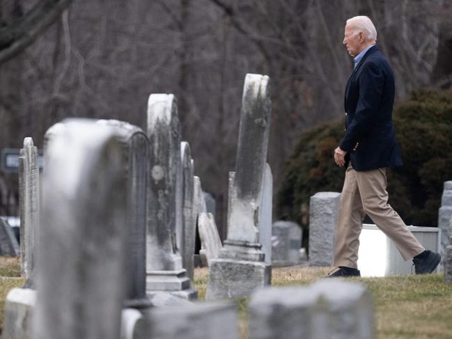 US President Joe Biden arrives for mass at St Joseph on the Brandywine Roman Catholic Church in Wilmington, Delaware. Picture: AFP