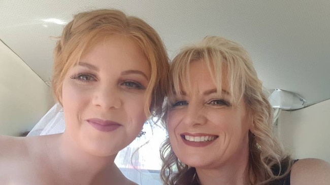 Katy Innes and her mother Yanina Smith on Katy's wedding day. Katy, 25, is recovering from a brain bleed in hospital. She is 31 weeks pregnant and has made progress, but has a huge road ahead. Source: SUPPLIED.