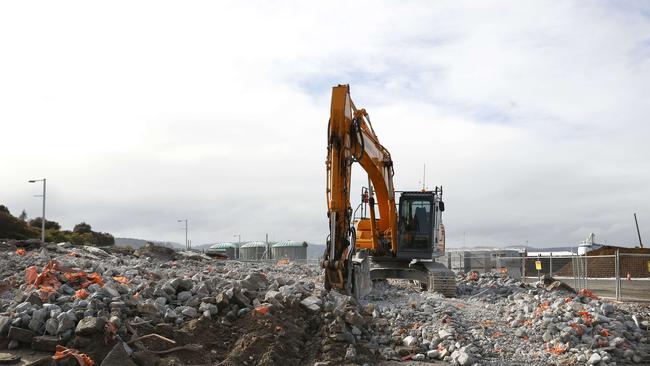 Construction at Macquarie Point. Picture: Nikki Davis-Jones