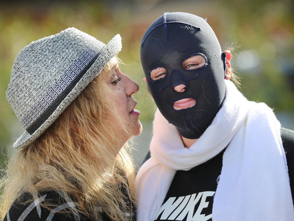 White Island survivor Stephanie Browitt (right), with her mother Marie. Picture: Alex Coppel