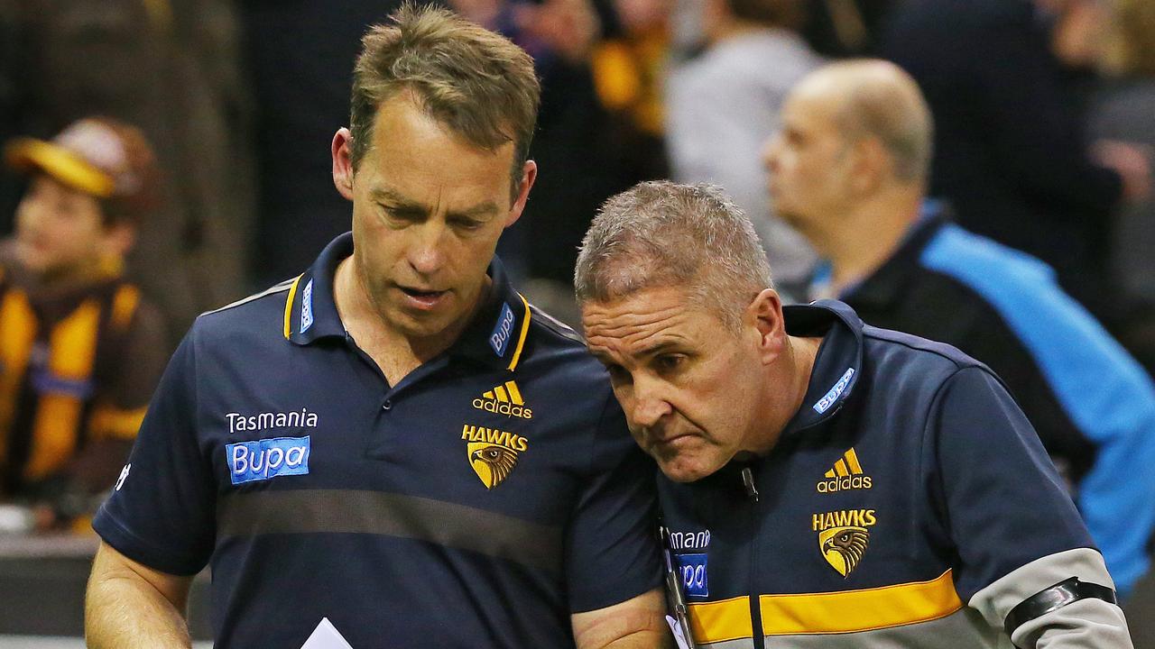 Alastair Clarkson and Chris Fagan during their time at Hawthorn. Picture: Colleen Petch.