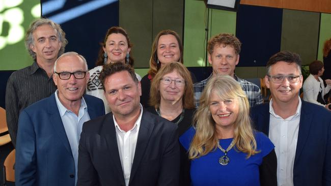 Byron Shire councillors Back: Basil Cameron, Cate Coorey, Sarah Ndiaye, Michael Lyon. Front: Alan Hunter, former mayor Simon Richardson, Jan Hackett, Jeanette Martin and Paul Spooner.