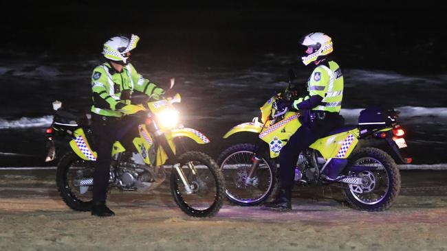 31st December 2020, Queensland Police patrol the beach at Surfers Paradise as Massive crowds inundate Surfers Paradise  to celebrate New Years Eve Celebrations.Photo Scott Powick Newscorp