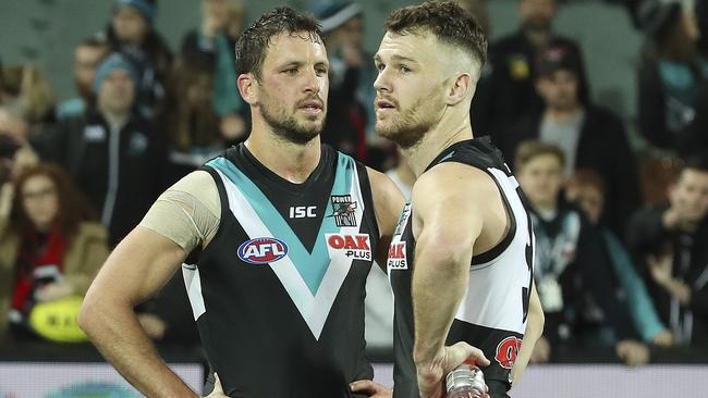 Travis Boak and Robbie Gray will celebrate milestone games in 2019. Picture: Sarah Reed