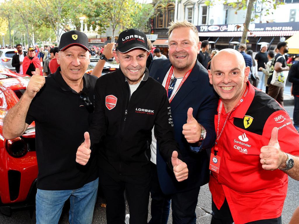 Ferrari Club members (L-R) Paul Follacchio, Srecko Lorbek, David Lorbek and Sam Scibereras. Picture: Josie Hayden