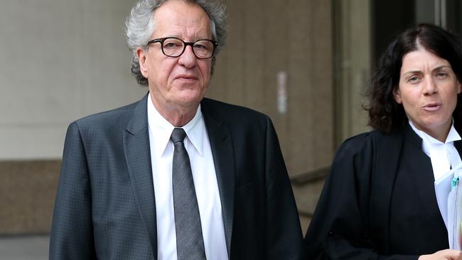 Actor Geoffrey Rush arrives at The Federal Court today. Picture: Toby Zerna