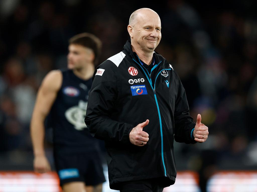 Ken Hinkley has his team in premiership contention yet again. Picture: Michael Willson/AFL Photos via Getty Images