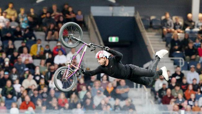 Nitro Circus at Kardinia Park on March 7, 2022. Stunts, crowd reactions, fireworks, plenty of colour. Picture: Mark Wilson