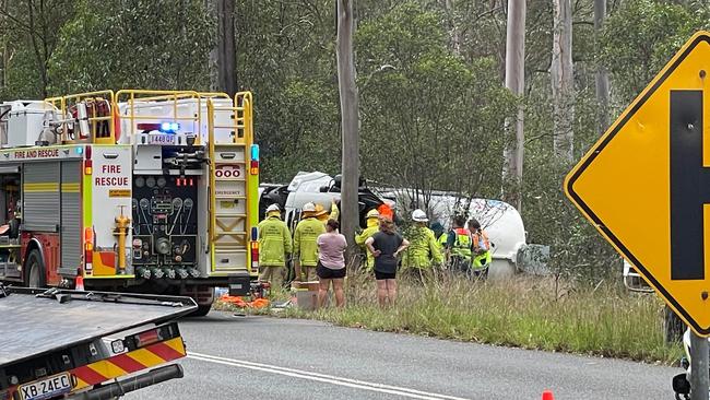 The rescue chopper has been dispatched to the Gympie region after a serious crash north of the city, which has left a driver trapped in the wreckage of his vehicle.