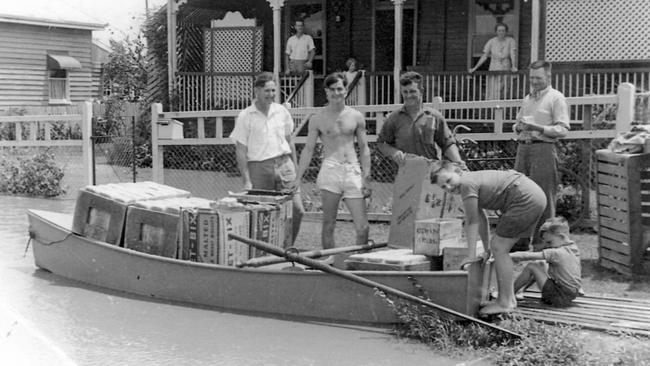 Whittreds Bakery delivers bread during the 1942 floods. An example of community resilience as essential services continued. Source: Gaal Whittred Collection, Bundaberg Regional Council