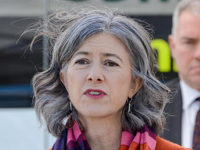 Covid presser at Largs Bay, August 1, 2020. Chief Public Health Officer Professor Nicola Spurrier and SA Health minister Stephen Wade. Picture: Brenton Edwards