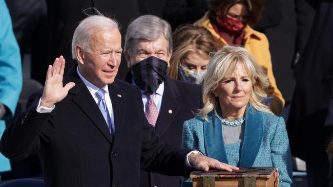 Joe Biden is sworn in as US President. Picture: Alex Wong