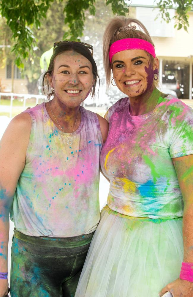 Angela Fatnowna from Bucasia and Kylie Marsh from South Mackay at the Mackay Colour Run 2021. Picture: Michaela Harlow