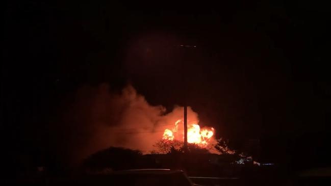 Multiple emergency service crews at the scene of a large shed fire around Streeter Ave and Hume St in West Mackay. Picture: Contributed