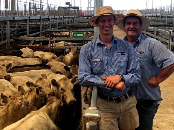 Kerr & Co agents Harry Cozens and Craig Pertzel at Mortlake store  sale Mortlake February 18 2021. Picture: Supplied.