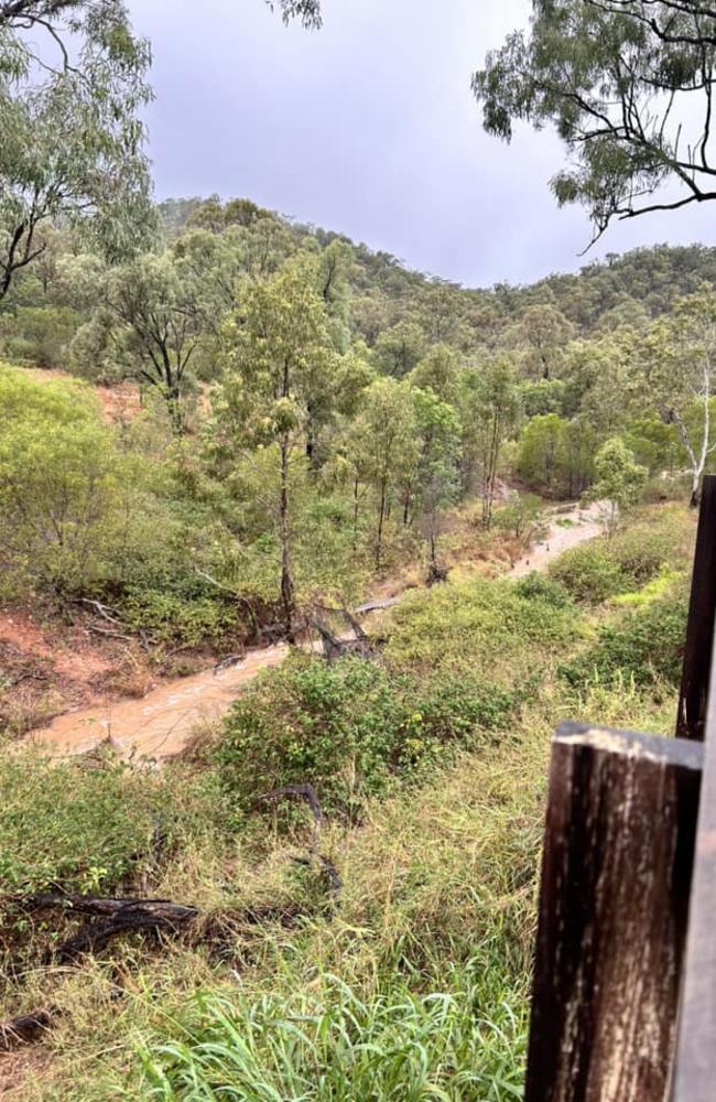 Tina Krulic shared a photo of the natural waterway at her property at Rockyview flowing with water. Picture: Contributed