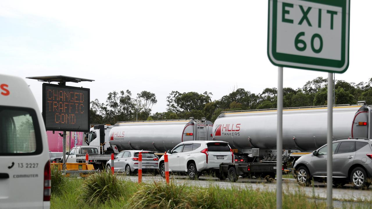 Flood Waters on the Gold Coast. The M1 at Helensvale came to a standstill. Picture: NIGEL HALLETT