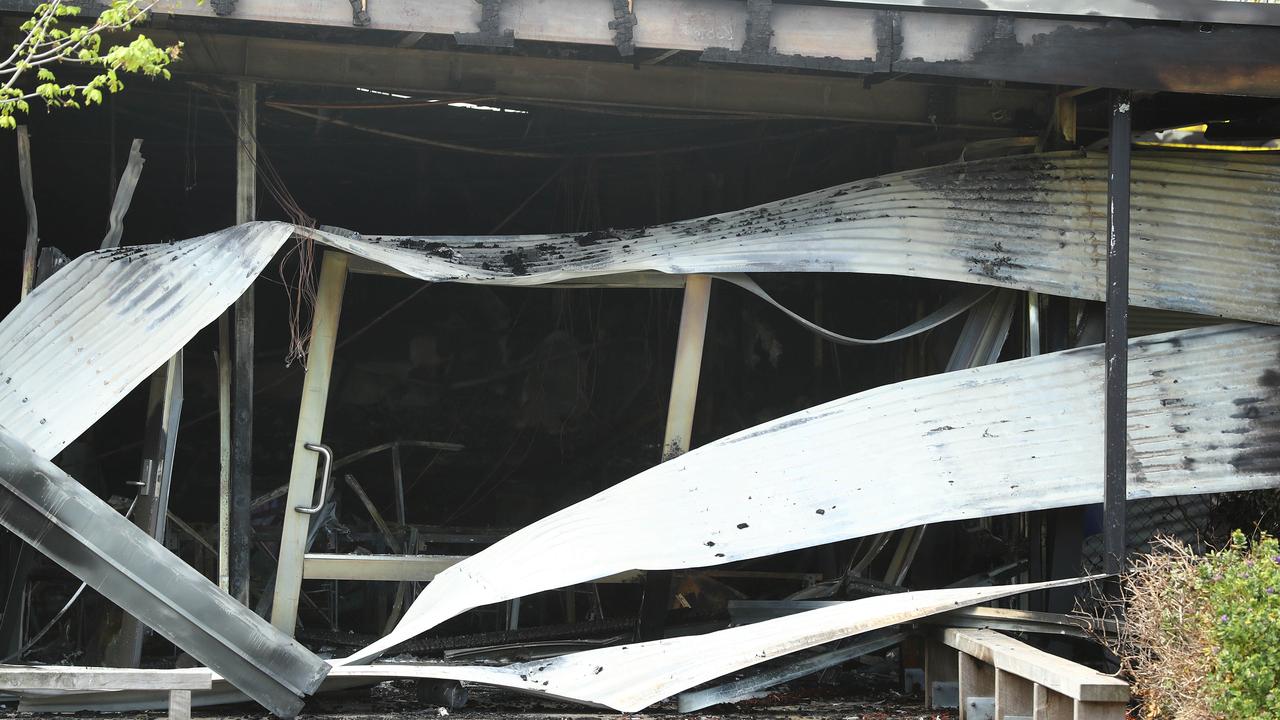 Damage caused by a fire at Northern Bay College Hendy campus. The education department has stated demolition of the damage alone will take 10 weeks, with plans for repair still uncertain. Picture: Alison Wynd