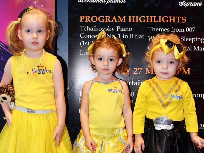 Lalah, Kent, Vazelle Kemp and Isabella Meloni at the Wiggles live concert, Redcliffe. Picture: Patrick Woods.