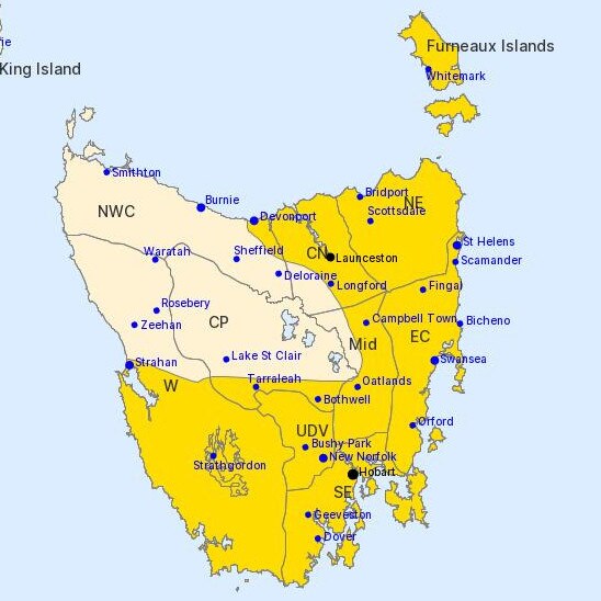 The Bureau of Meteorology has issued a severe weather warning for much of Tasmania.