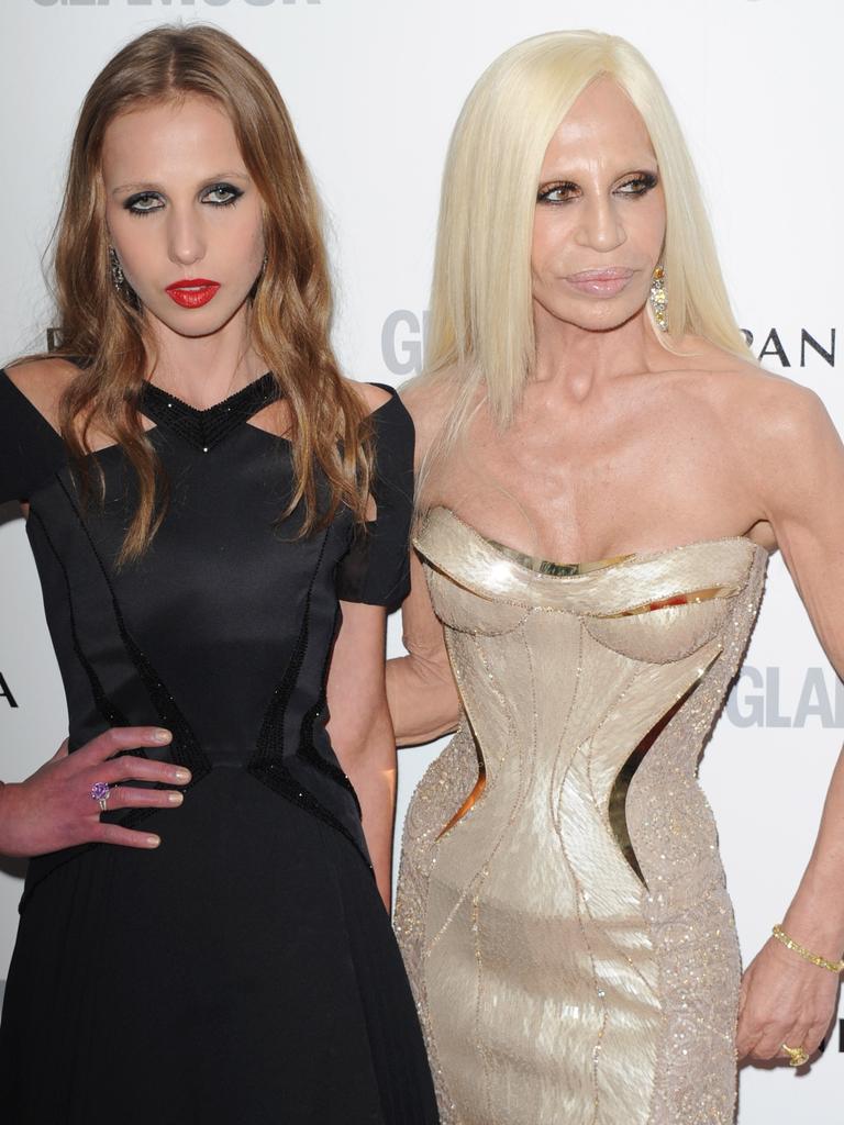 Allegra Versace and mother designer Donatella Versace attend the