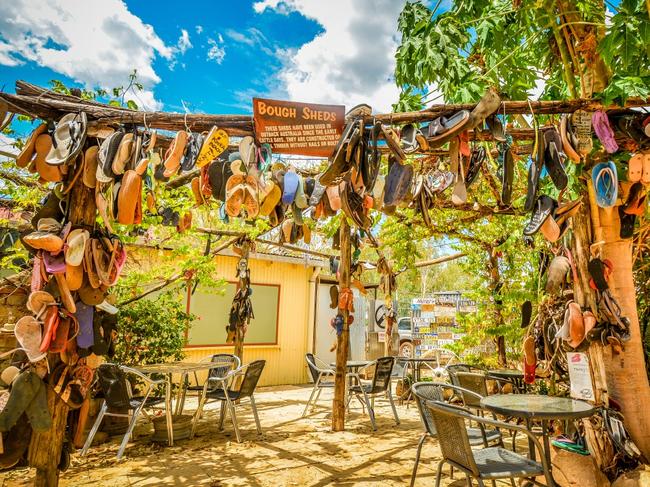 The flip flop archway at The Daly Waters Outback Pub.