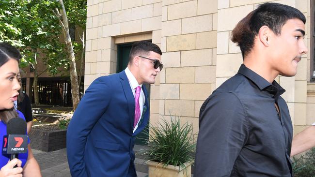 Nathan Cleary was in court to support his close friend Tyrone May. Picture: AAP