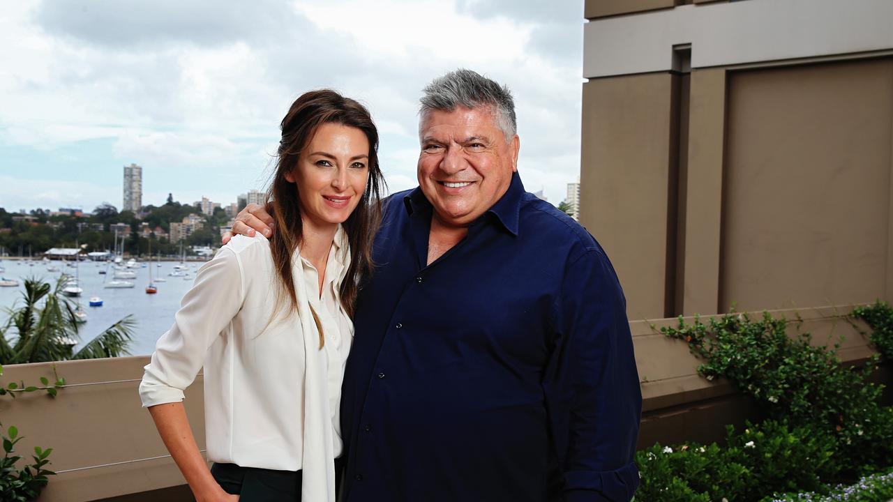 John Symond with the then Amber Keating at the time of their engagement, Valentines Day, 2015, outside the Point Piper mansion. Picture: Toby Zerna