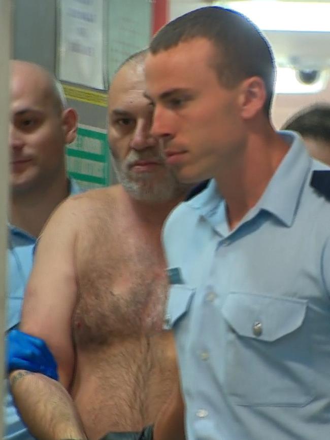 The alleged attacker Tony Sazdanovski, pictured shirtless, was on parole prior to the attack. Picture: Seven News