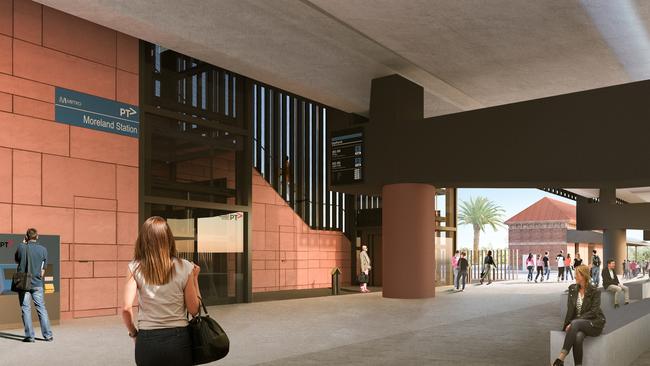 Render image of Moreland Station’s northern entry.