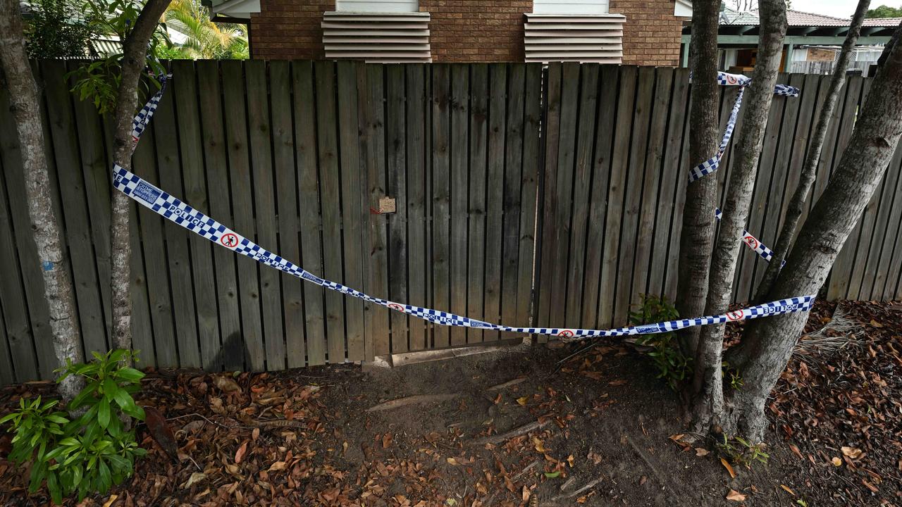 Police tape at a home at Forest Lake where a dog was killed and others injured during an alleged home invasion. Picture: Lyndon Mechielsen/Courier Mail