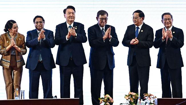 Leaders at the ASEAN Plus Three Summit in Vientiane, Laos, last week. Picture: AFP