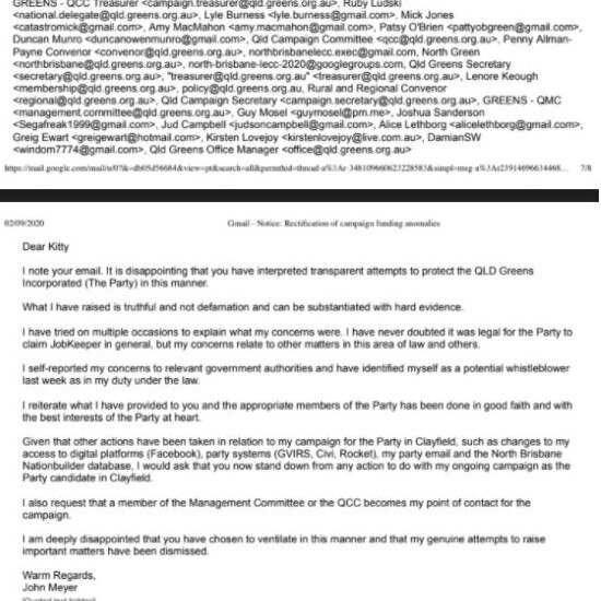 Email between John Meyer and the Greens.