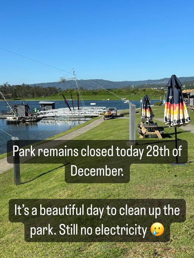 Gold Coast Wake Park closed after Christmas storms battered the hot spot. Picture: Facebook