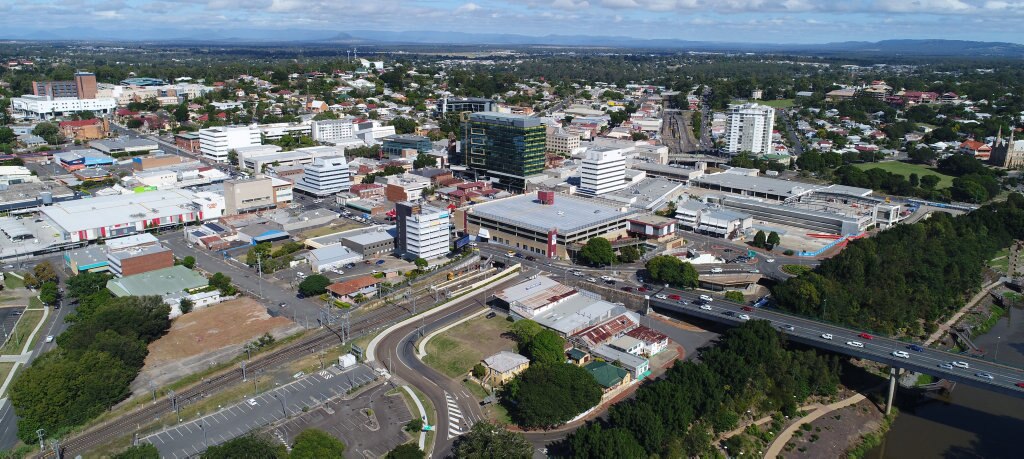 The Ipswich CBD with the CBD development pictured far right. Picture: Rob Williams